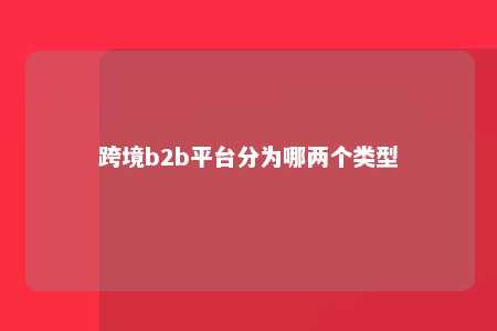 跨境b2b平台分为哪两个类型